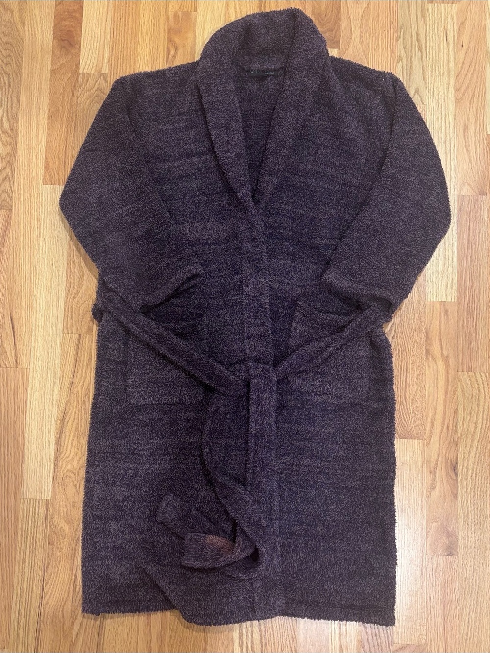 Barefoot Dreams CozyChic Robe Plum Purple Shawl Collar Tie Waist - Size 1
